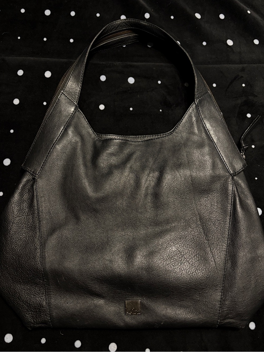 Kooba Oakland Black Leather Zipper Shoulder Bag Tote